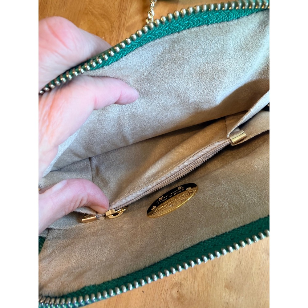 Pratesi Firenze Green Croc Embossed Leather Crossbody Bag Made in Italy - Picture 4 of 13